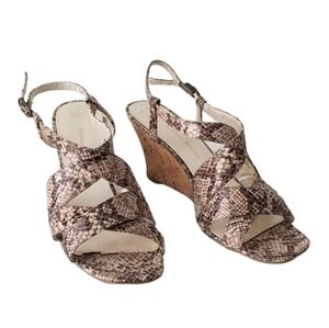 Etienne Aigner Ashton Wedge Peeptoe Sandal Snakeskin Print Size 10